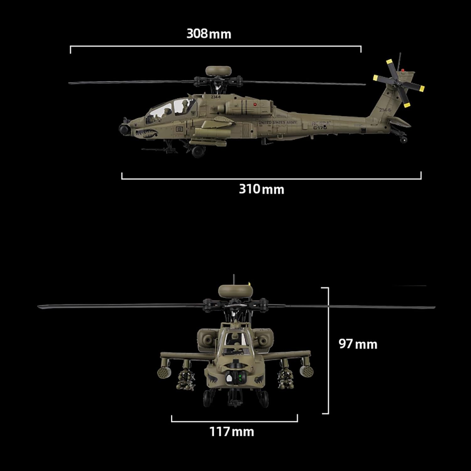 310MM 6CH C170 AH-64D 원격 조종 헬리 - Rc Helicopter Large 리뷰 및 가격